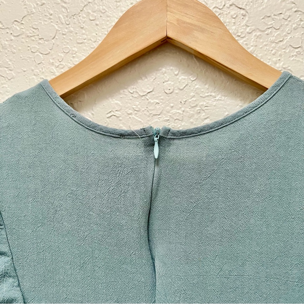 Bohme Mint Green Ruffle Midi Dress Sleeveless Boho Feminine Ruffle Linen - Picture 6 of 8